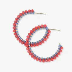 INK + ALLOY Lillian Crystal Threaded Beads Hoop Coral