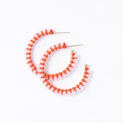 INK + ALLOY Lillian Crystal Threaded Beads Hoop Pink