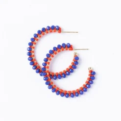 INK + ALLOY Lillian Crystal Threaded Beads Hoop Royal Blue