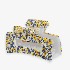 INK + ALLOY Lola Game Day Confetti Beaded Hair Claw Clip Navy and Yellow