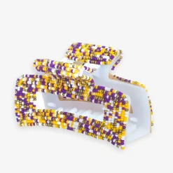 INK + ALLOY Lola Game Day Confetti Beaded Hair Claw Clip Purple and Yellow
