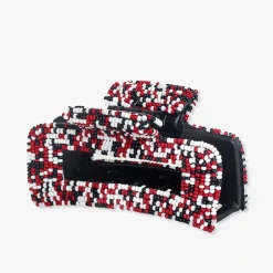 INK + ALLOY Lola Game Day Confetti Beaded Hair Claw Clip Red and Black