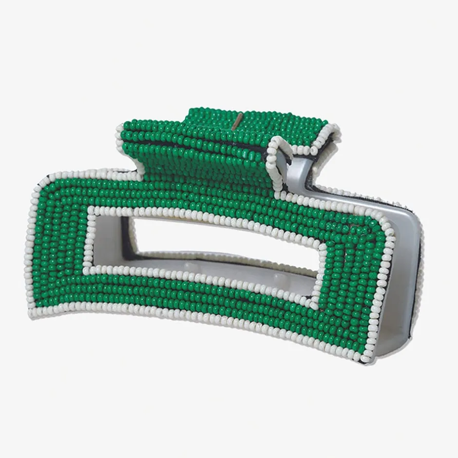 INK + ALLOY Lola Solid Color With Piped Edges Claw Kelly Green
