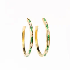 INK + ALLOY Lulu Hoop Earring Brass With Chanel Of Seed Bead Kelly Green