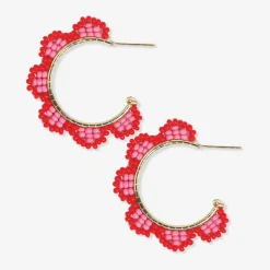 INK + ALLOY Luna Beaded Scallop Gold Hoop Tomato