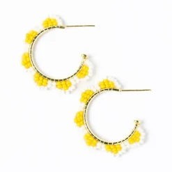 INK + ALLOY Luna Beaded Scallop Gold Hoop Lemon