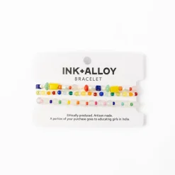INK + ALLOY Mabel Bracelet Stack White And Rainbow