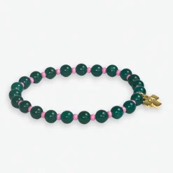 INK + ALLOY Mabel Round Stones With Alternating Seed Bead Stretch Bracelet Emerald