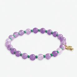 INK + ALLOY Mabel Round Stones With Alternating Seed Bead Stretch Bracelet Lilac