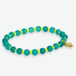 INK + ALLOY Mabel Round Stones With Alternating Seed Bead Stretch Bracelet Turquoise