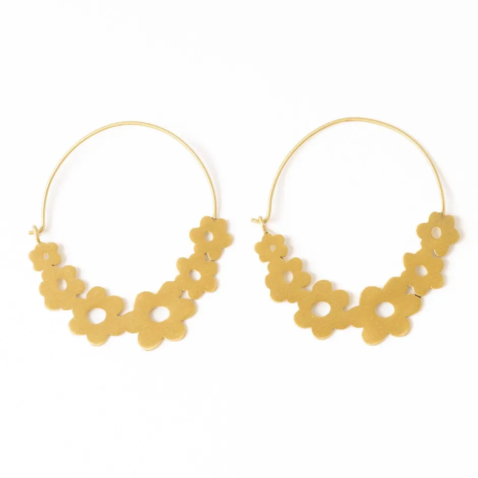 INK + ALLOY Maeve Floral Wrapped Hoop Brass