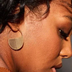INK + ALLOY Maggie Opposite Lines Hoop Earrings Brass