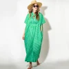 INK + ALLOY Margot Kaftan Stripe Internal Drawstring Fits Most Green Blue