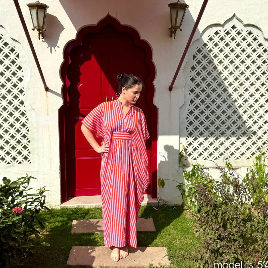 INK + ALLOY Margot Kaftan Stripe Internal Drawstring Fits Most Lavender Poppy