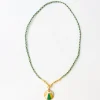 INK + ALLOY Maria Braided Necklace With Enamel Pendant Shine Bright Green