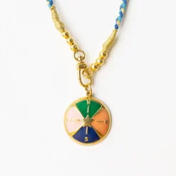 INK + ALLOY Maria Braided Necklace With Enamel Pendant Never Lost Blue