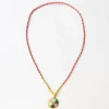 INK + ALLOY Maria Braided Necklace With Enamel Pendant Amore Red