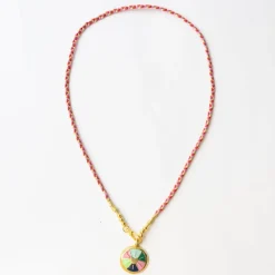 INK + ALLOY Maria Braided Necklace With Enamel Pendant Amore Red