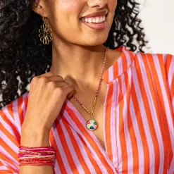INK + ALLOY Maria Braided Necklace With Enamel Pendant Amore Red