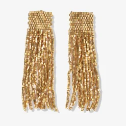 INK + ALLOY Marilyn Solid Beaded Fringe Earring Gold