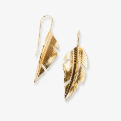 INK + ALLOY Marta Banana Leaf Threader Earrings Brass