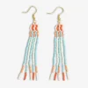 INK + ALLOY Melissa Alternating Two Color Grids Petite Beaded Fringe Earrings Amalfi