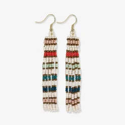 INK + ALLOY Melissa Horizontal Colorblocks Petite Beaded Fringe Earrings Teal + Poppy
