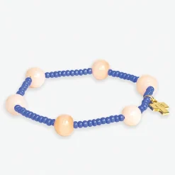 INK + ALLOY Mia Small Seed Bead With Round Stones Stretch Bracelet Royal Blue