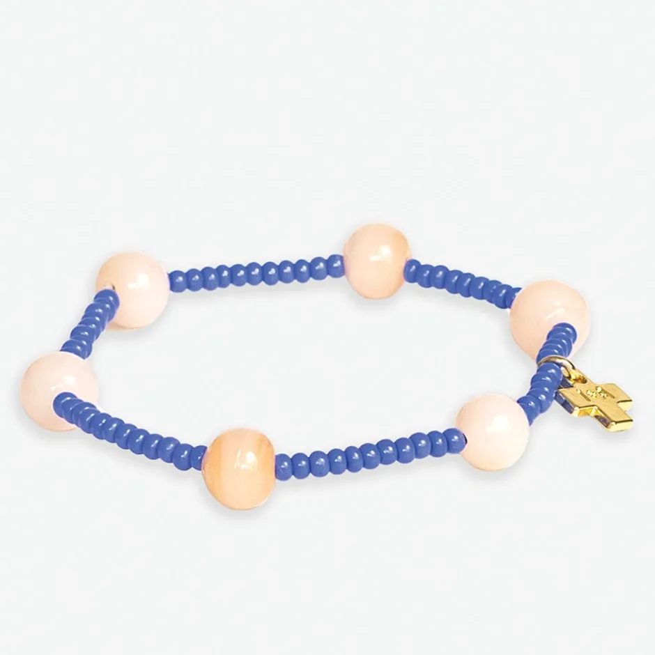 INK + ALLOY Mia Small Seed Bead With Round Stones Stretch Bracelet Royal Blue