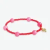 INK + ALLOY Mia Small Seed Bead With Round Stones Stretch Bracelet Red/Pink