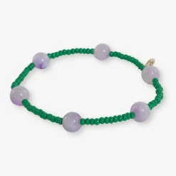 INK + ALLOY Mia Small Seed Bead With Round Stones Stretch Bracelet Kelly Green/White