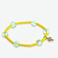 INK + ALLOY Mia Small Seed Bead With Round Stones Stretch Bracelet Lemon/Mint