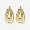 INK + ALLOY Mila Geometric 3-Tier Teardrop Earrings Brass