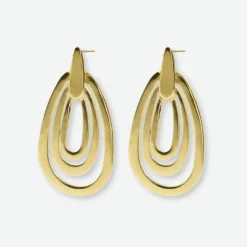INK + ALLOY Mila Geometric 3-Tier Teardrop Earrings Brass