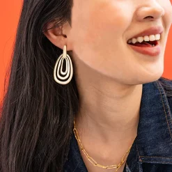 INK + ALLOY Mila Geometric 3-Tier Teardrop Earrings Brass