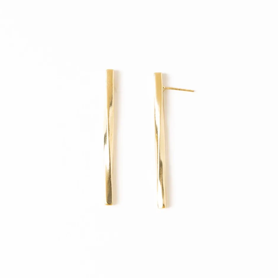 INK + ALLOY Millie Twisted Bar Drop Earrings Brass