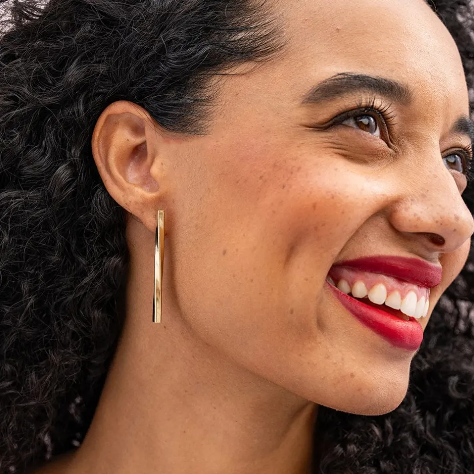 INK + ALLOY Millie Twisted Bar Drop Earrings Brass