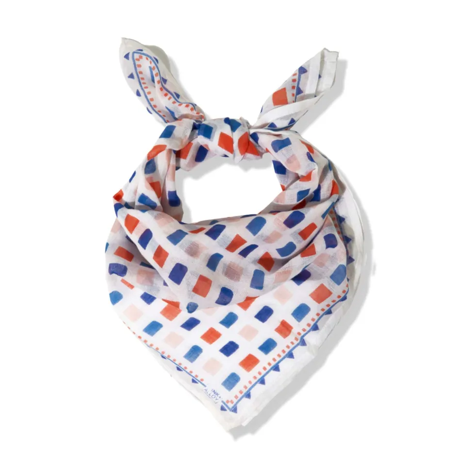 INK + ALLOY Naomi Rectangles Bandana Coral