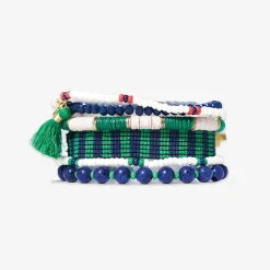 INK + ALLOY Navy and Kelly Green Bracelet Stack of 6