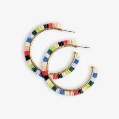 INK + ALLOY Nora Checkered Beaded Hoop Earrings Rio