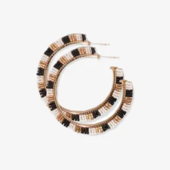 INK + ALLOY Nora Striped Hoop Earrings Black and White