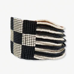 INK + ALLOY Olive Checkered Beaded Stretch Bracelet Black