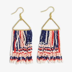 INK + ALLOY Paige Ascending Blocks Beaded Fringe Earrings St. Tropez