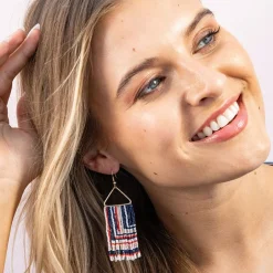 INK + ALLOY Paige Ascending Blocks Beaded Fringe Earrings St. Tropez