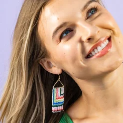 INK + ALLOY Paige Ascending Blocks Beaded Fringe Earrings Rio