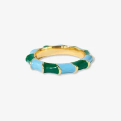 INK + ALLOY Paisley Twisted Coloblock Enamel Ring Green/Light Blue- Size 8