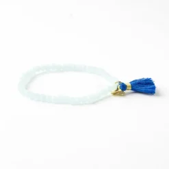 INK + ALLOY Patsy Solid Crystal Stretch Bracelet With Tassel Light Blue