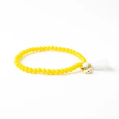 INK + ALLOY Patsy Solid Crystal Stretch Bracelet With Tassel Yellow