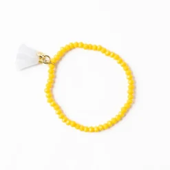 INK + ALLOY Patsy Solid Crystal Stretch Bracelet With Tassel Yellow