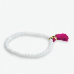 INK + ALLOY Patsy Solid Crystal Stretch Bracelet With Tassel White